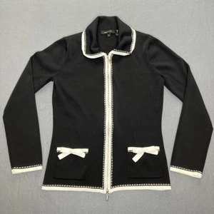 Cárdigan Suéter BCBG MaxAzria Negro Cremallera Frontal Talla Pequeña - Imagen 1 de 8