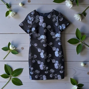 Banana Republic Women's Jacquard Floral Short Sleeve Sheath Work Dress Blue Sz 2 - Picture 1 of 14