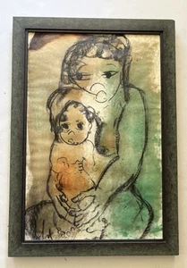 Frans Claerhout Painting Mixed Media Ink and  Oil Wash On Paper - Picture 1 of 8