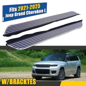 Fixed Running Boards Fit for 2021-2025 Jeep Grand Cherokee L Side Steps Nerf Bar - Picture 1 of 10