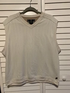 NIKE Golf Vest SZ Large CREAM BEIGE LIghtweight Cotton V-Neck Mens Pullover VGUC - Picture 1 of 7