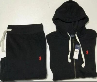 Conjunto de sudadera con capucha y jogger POLO RALPH LAUREN de punto doble cremallera completa para hombre nuevo con etiquetas Foto 1 de 4