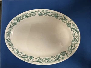 1950S VINTAGE MAYER CHINA MARILYN OVAL 12” PLATTER GREEN RESTAURANT WARE - Picture 1 of 3
