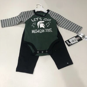 Gen2 Infant Green/Black Michigan State Spartans Bodysuit And Pants 3-6M - Picture 1 of 3