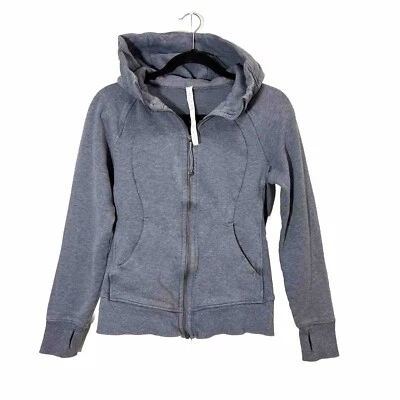 Chaqueta con capucha de buceo Lululemon para mujer 6 azul gris cremallera completa  Foto 1 de 4