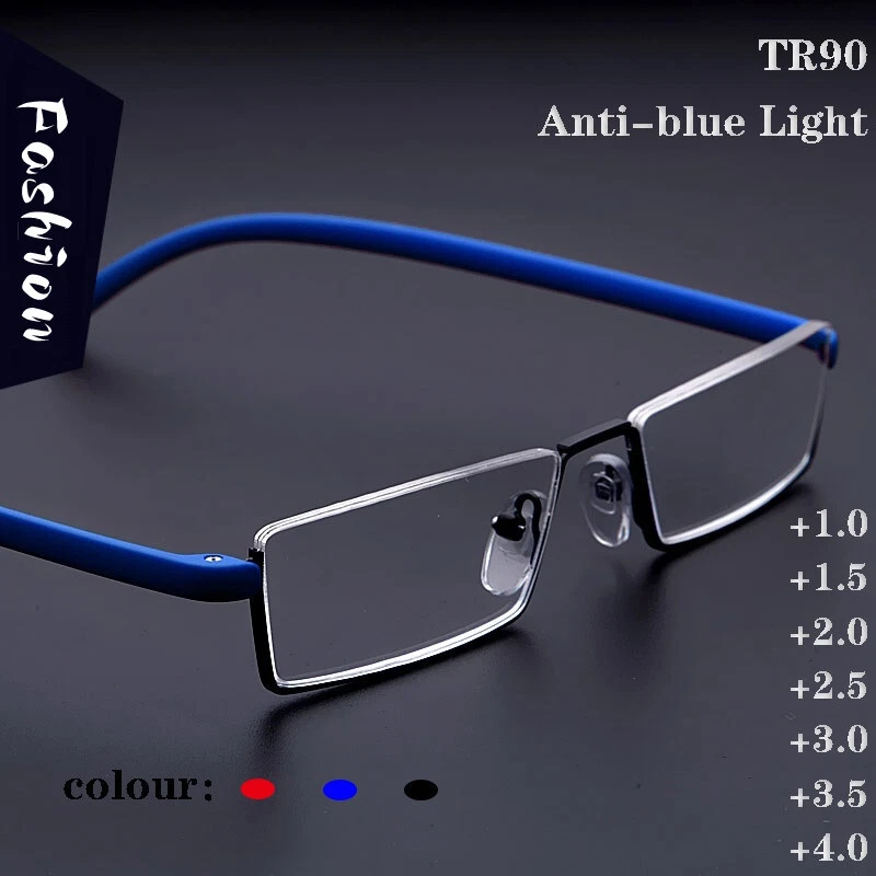 New Fashion Half Frame Reading Glasses Anti Blue Light Reading Glasses +Belt Box