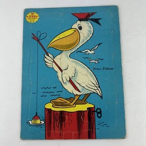 Midcentury Puzzle Percy Pelican Sta-in-Place Built-Rite Bird Fishing - Picture 1 of 7