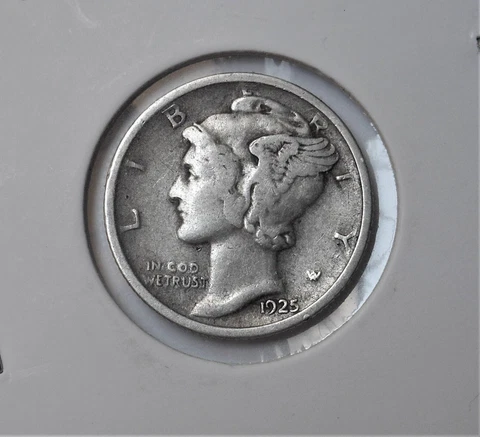 1925-d . . Mercury Dime  .  VF+ .  Original  .  Very Fine . VF+ Cover