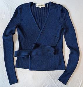 Diane von Furstenberg ballerina wrap sweater blue excellent condition - Picture 1 of 4