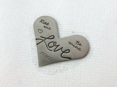 Origami Owl Nuevo Plato Corazón Conversación Plateado Amor Bésame Sé Mino San Valentín Foto 1 de 2