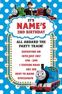 Personalised Thomas Tank Engine Party Invitations And Envelopes x 8 - Picture 1 of 1