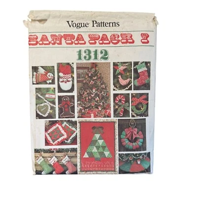 Vtg Vogue Patterns Santa Pack 1312 One Size Vintage Craft Kit Heart Star Stockin - Image 1 of 3