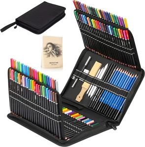 Premium 144 Drawing Pencil Set,Including 120 Colored Pencils and 24 Sketch Kit,A - Picture 1 of 7