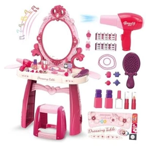 Toddler Vanity Makeup Table Toy with Mirror&Chair,Kids Vanity Set with - Picture 1 of 7
