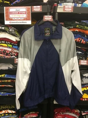 Chaqueta cortavientos vintage JCPenney Juegos Olímpicos de Estados Unidos azul gris blanco grande #1689 Foto 1 de 4