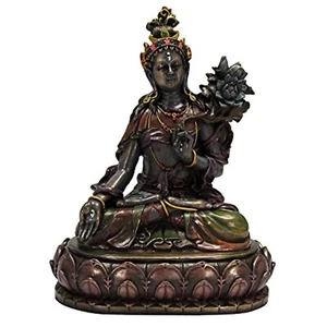 Weiße Tara Mitgefühl Bodhisattva auf meditativer Alter Buddhismus Bronze Figur - Bild 1 von 2
