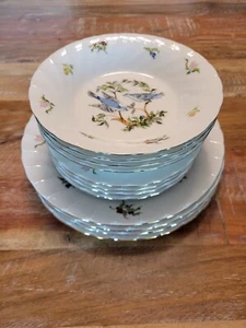 12 Pc Vntg Woodland Melody Porcelain Dish Sets of 4 Birds Briard Georges Nature - Picture 1 of 15