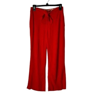 Anthropologie Pants Women 0 Petite Red Linen Blend Tie Waist Wide Leg Lagenlook - Picture 1 of 10