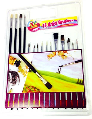 TALLON SET PENNELLI ARTISTA 15 PEZZI DIMENSIONI ASSROTATE BAMBINI ARTE ARTIGIANATO ARTISTA PITTURA SET PENNELLI