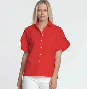CAMISA MUJER HINSON WU LULU VOLANTES MANGA CODO CAMISA ROJA TALLA M 1610452 - Imagen 1 de 6