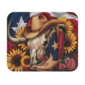 Country Western Texas Cowboy Skull Mouse Pad - Rustic Office Mat Gamer Pad - Picture 1 of 5