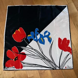 Vintage Vera Neumann scarf  Floral Red Blue Flowers 21" x 21" floral Retro - Picture 1 of 10
