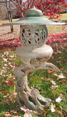Japanese Zen Garden Cast Iron Tree Branch Pagoda Lantern Koboku-toro Tree Form - Image 1 of 4