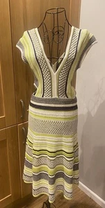 M Missoni Cotton Mix Crochet Signature Pattern Fit & Flare Dress U.K.8-10 - Picture 1 of 17