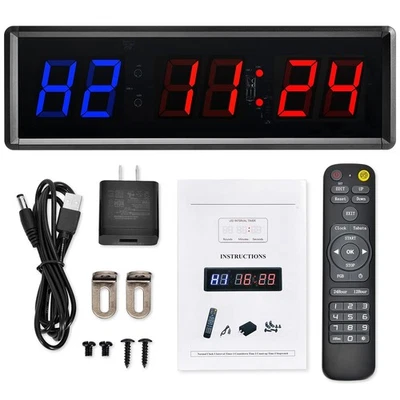 KTZON Reloj de Gimnasio Temporizador para Hogar con Control Remoto, 1.5" 1.8" Metal LED Gimnasio Temporizador Clo... Foto 1 de 4