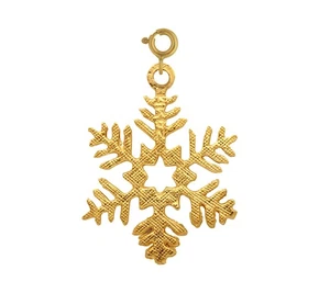 Copo de nieve de oro 14K con estrella en el centro encanto - Imagen 1 de 2