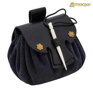 Bolso Cinturón Medieval con Cierre de Aguja de Hueso Renacimiento Cosplay LARP Bolso Cintura - Imagen 1 de 13