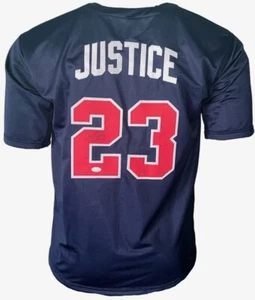 David Justice Autographed Signed Atlanta Blue Baseball Jersey (JSA) - Picture 1 of 4