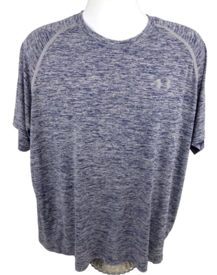 Under Armour Tech T-Shirt 2XL Heather Blue Crew Quick Dry Stretch Workout - Image 1 of 4