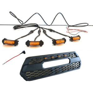 4PCS For 2016-2019 Toyota Tacoma TRD Pro Amber Raptor Grill LED Lights w/Harness