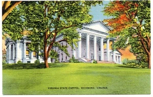 Virginia State Capitol Building Richmond Virginia Vintage Linen Postcard - Picture 1 of 2