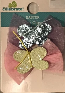 Way To Celebrate! Easter Hair Clip On Barrettes with Foam Glitter Butterflies - Picture 1 of 5