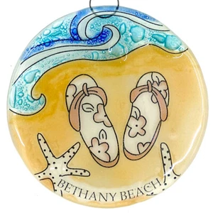Bethanien Strand Christbaumschmuck - Kunst Glas Lichtfänger Karte hängend - Bild 1 von 5