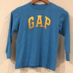 Gap Boys Sz S 6/7 Logo Print Long Sleeve Jersey Shirt 100% Cotton - Picture 1 of 8
