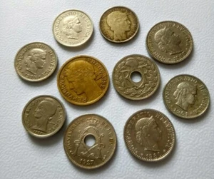 Lot of Coins(1Franc1934,10 CMES 1962,10 CEN1927,20 Cent 1899,1980 10 Rappen1961) - Picture 1 of 4