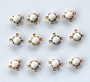 PERLINE VINTAGE VETRO BIANCO LATTE 3 FORI • CONNETTORI PICCOLI • 4,7mm  - Foto 1 di 3