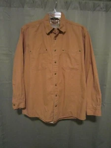 SZ L 16-16.5 HAGGAR LINED CANVAS SHIRT JACKET, GOLD MUSTARD COLOR, SNAP FRONT - Picture 1 of 8