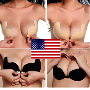 Silikon selbstklebender BH zum Aufkleben Push Up Gel trägerlos unsichtbar rückenfrei USA - Bild 1 von 27