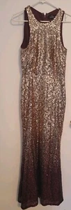 Lulus Sequin Rose Gold Burgundy Ombre Formal Evening Gown Large - Picture 1 of 6