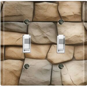Metal Light Switch Cover Wall Plate Beige Brown Stone Wall Rock MAR096