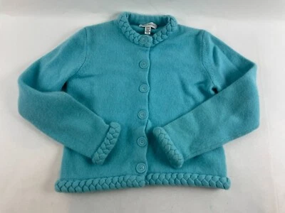 Suéter David Brooks Niña Talla Mediana Azul Cárdigan Mezcla Lana Cable Tejido Borde Foto 1 de 4