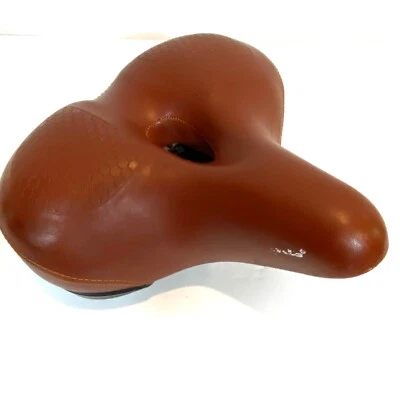 Asiento de bicicleta ancho para hombre y mujer cómodo - Cojín de asiento de bicicleta marrón de gran tamaño Foto 1 de 4