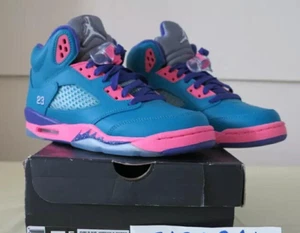NIÑAS AIR JORDAN NIKE 5 RETRO GS VERDE ROSA PÚRPURA 5.5Y 5UK 38EUR 24CM 36BR NUEVO - Imagen 1 de 12