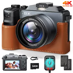 Digitalkamera-4K Autofocus Fotoapparat Dual-Kamera mit Selfie 64MP 18X Zoom 64GB - Bild 1 von 7