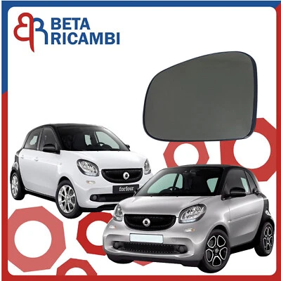 Vetro Specchietto Per Smart 453 2014> Piastra Specchio Sinistro Sx Termico - Immagine 1 di 4