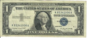 1957A 1$ Silver Certificate - Blue Seal, Motto - ERS/CDD K83341006A - #13513 - Picture 1 of 2